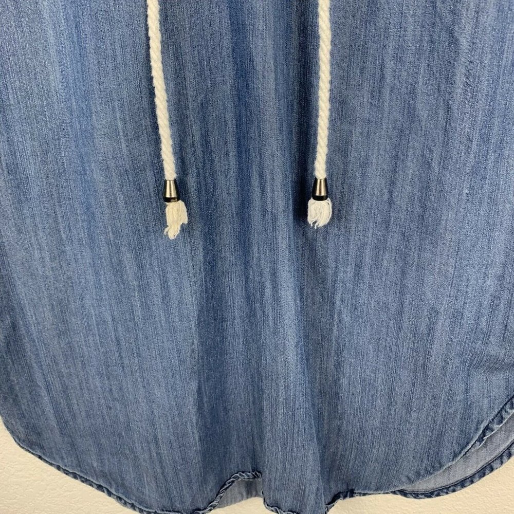 Rails Women's S Collared Long Sleeved Tunic Shirt Dress Chambray Blue Lace Up - Picture 4 of 7